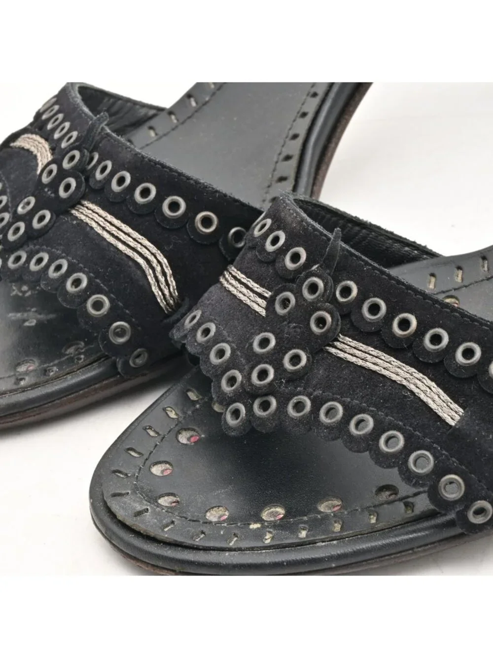 Chanel Mules Black Silver CC Logo
